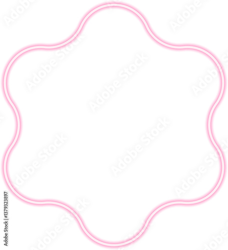 Circular vector stamp with a neon outline, featuring a smooth rounded contour without additional decorative elements.