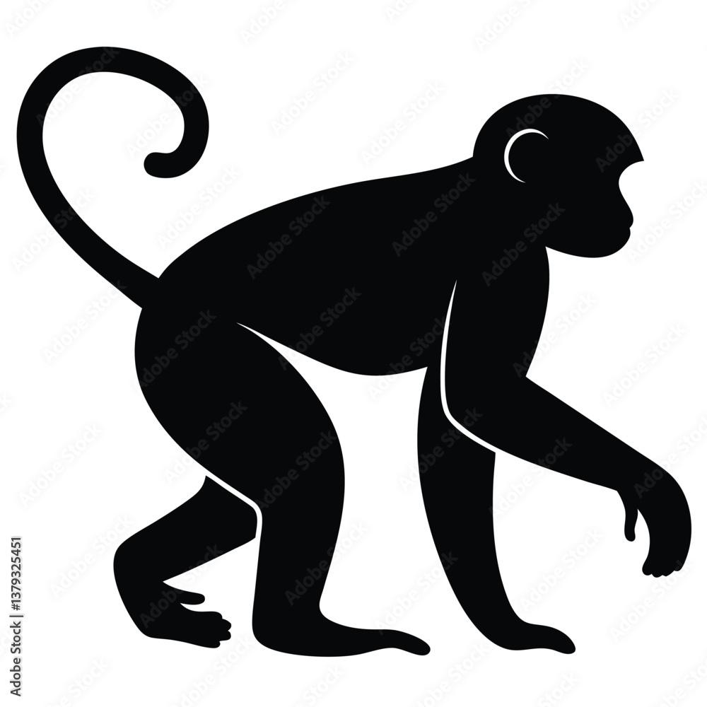 Obraz premium Monkey silhouette vector illustration 