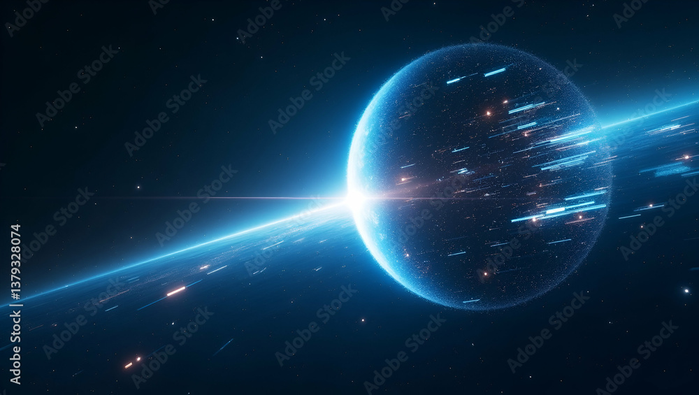 Fototapeta premium Explore a sleek wallpaper design showcasing microgravity experiments with negative space, perfect for futuristic lab analysis and cosmic discovery.