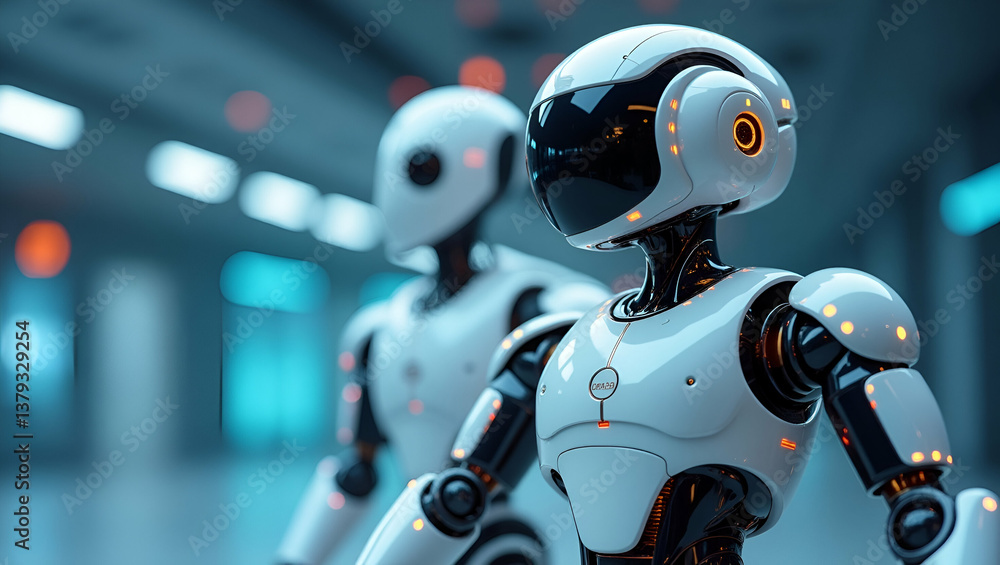 Sleek Humanoid Robot Wallpaper Design: Advanced AI Interaction, Transformative Collaboration, and Cutting-Edge Engineering with Expansive Empty Space Sleek Humanoid Robot Wallpaper Design: Advanced AI Interaction, Transformative Collaboration, and Cutting-Edge Engineering with Expansive Empty Space