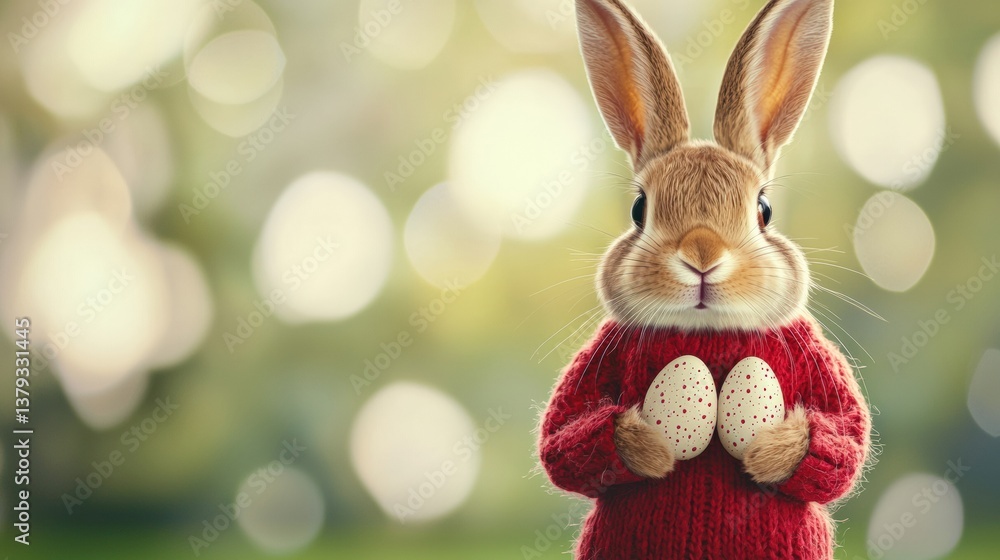 Obraz premium Easter bunny celebrates in nature's background chaos gigapixel quality whimsical environment