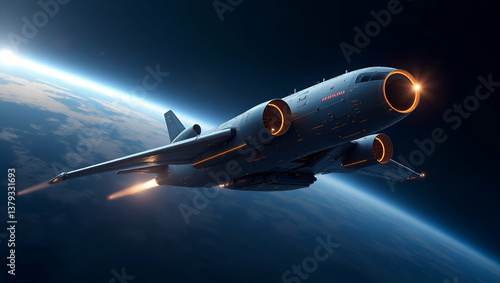 Wallpaper Mural Present a sleek wallpaper design capturing future of space travel with extensive empty space and modern digital accents that evoke advanced interplanetary exploration innovative spacecraft design and  Torontodigital.ca