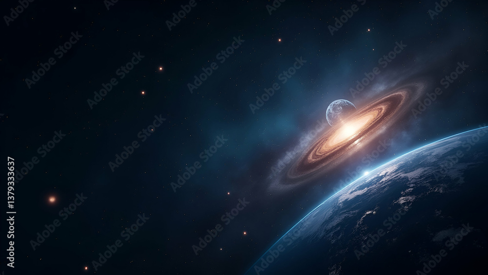Obraz premium Refined Wallpaper Design: Cosmic Imagery of Extraterrestrial Life, Astrobiology Studies, and Scientific Exploration in Expansive Space - Photo Stock Concept