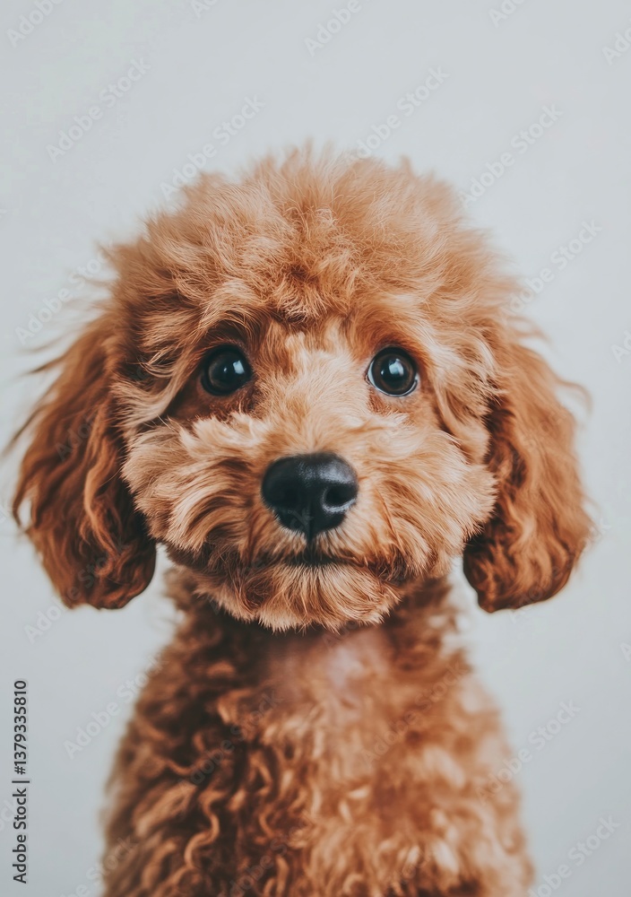 Portrait of a Cute Brown Poodle Puppy Looking at the Camera Portrait of a Cute Brown Poodle Puppy Looking at the Camera