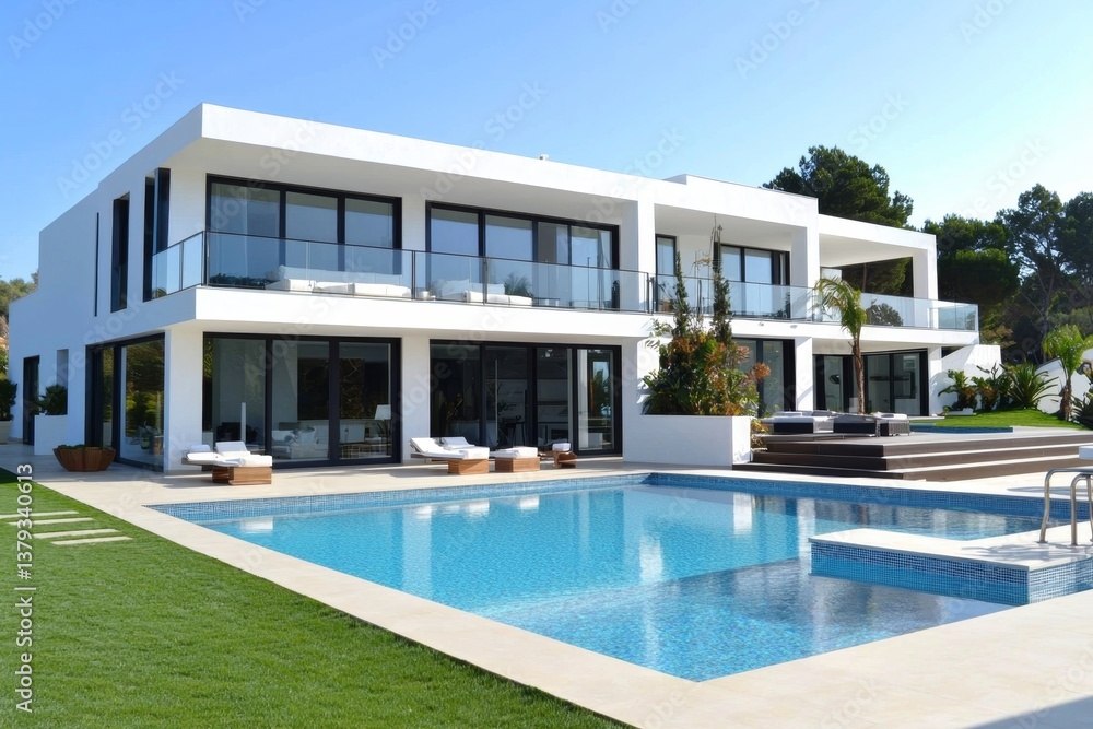 Fototapeta premium Diseño moderno y recto en esta villa mediterránea de lujo.