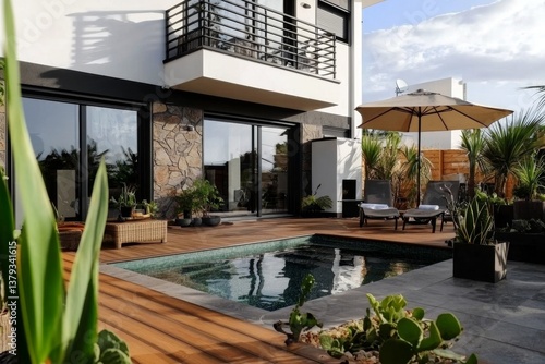 Two-level chalet design with innovative renewable energy applications.