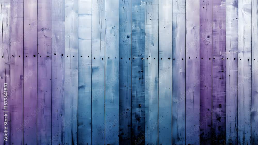 A textured wooden wall with a gradient of blue and purple hues.