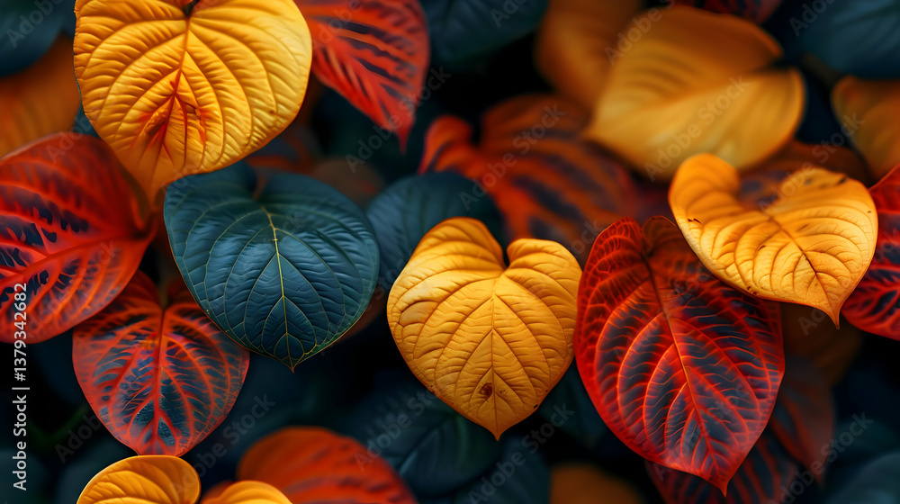 A vibrant collection of colorful leaves showcasing nature's beauty.