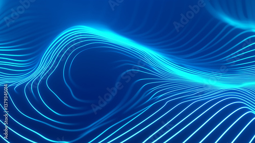 astarte.ai: Neon Flow – Glowing Light Lines on Blue Background