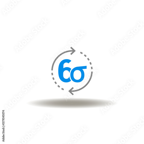 Vector illustration of six sigma and round arrows. Symbol of lean. Icon of lean thinking, manufacturing, startup.
