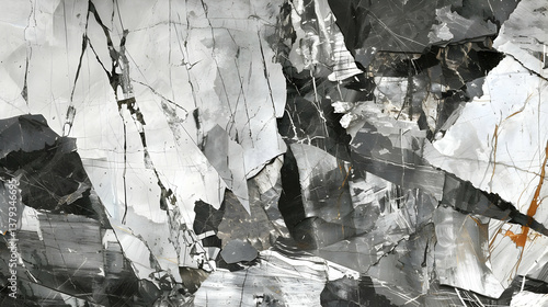 Obraz na płótnie Abstract close-up of layered gray and white marble with intricate textures and patterns. w salonie