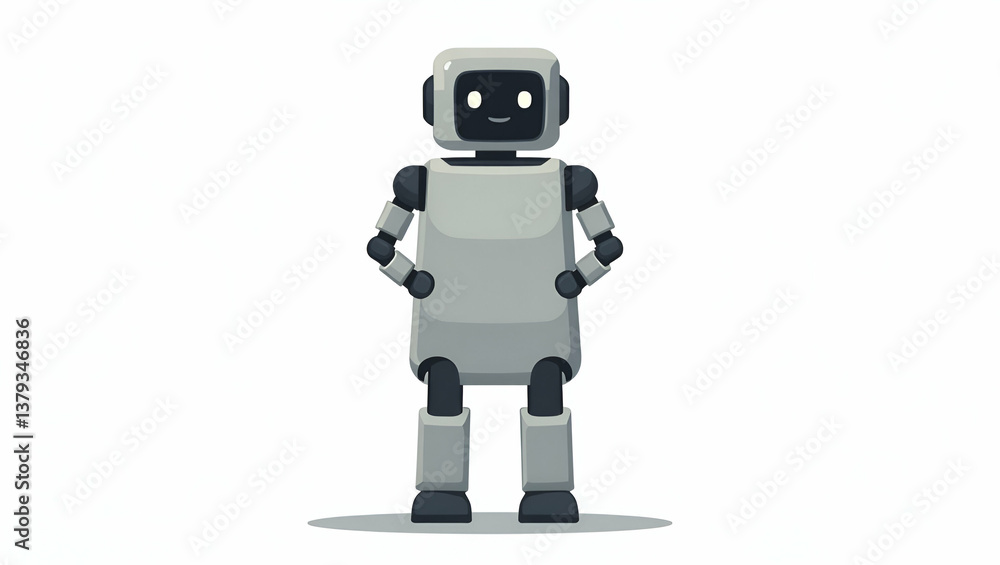 Naklejka premium Exploring Flat Machine Learning Robotics: AI Algorithms Empowering Autonomous Self-Learning Systems for Diverse Tasks - A Cute Vector Illustration