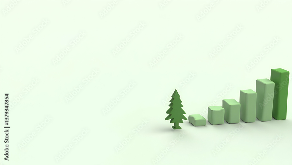 Fototapeta premium 3D Minimalist Financial Wallpaper: Eco-Friendly Investment Strategies & Sustainable Economic Models with Ample Space for Academic Overlays