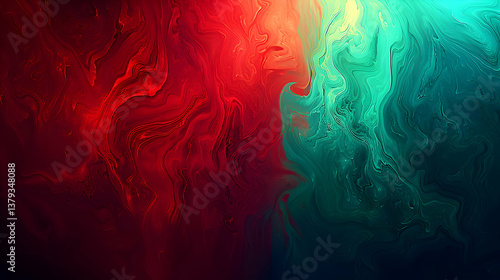 Obraz na płótnie Abstract swirling colors in red and turquoise create a dynamic visual effect. w salonie