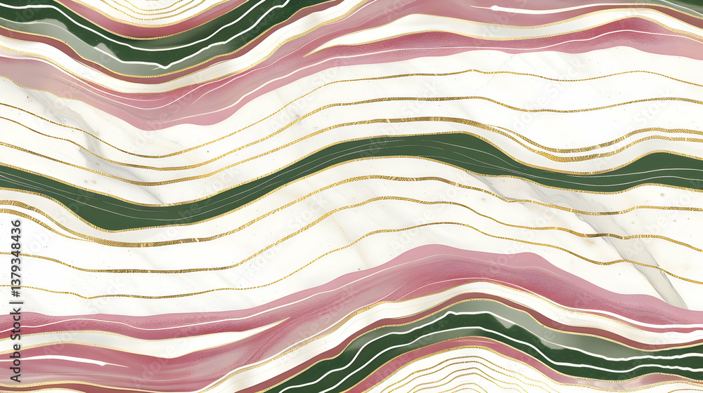 Abstract wavy pattern featuring soft colors and gold lines for design use.