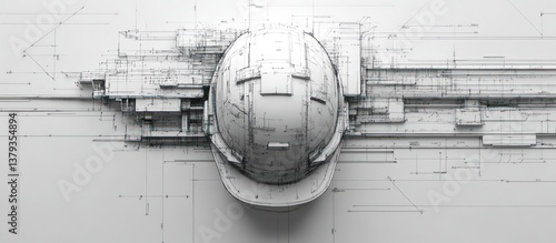 Fototapeta Naklejka Na Ścianę i Meble -  Hardhat Blueprint Engineering Design