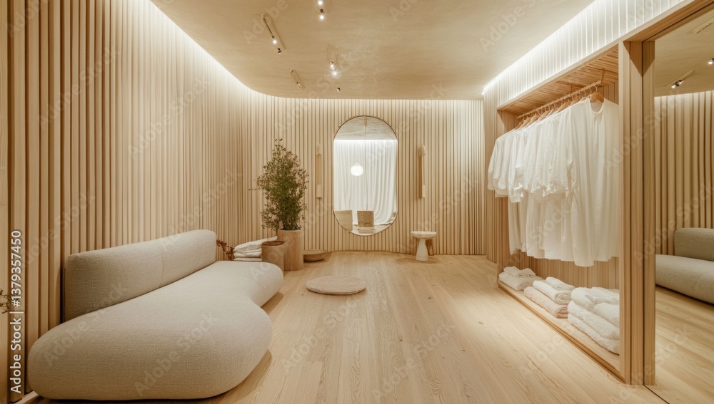 A modern and minimalist interior retail space with natural lighting A modern and minimalist interior retail space with natural lighting