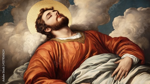 St. Joseph's dream vision amidst chaos spiritual realm artistic representation ethereal environment divine perspective