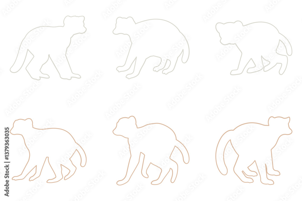 Fototapeta premium Lemur Outline Icon Set Design
