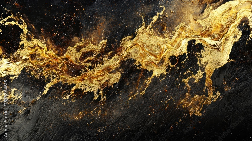 Abstract gold and black liquid art, swirling pattern Abstract gold and black liquid art, swirling pattern