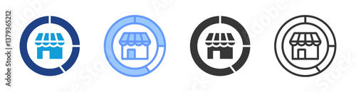 Market Segment icon set multiple style collection