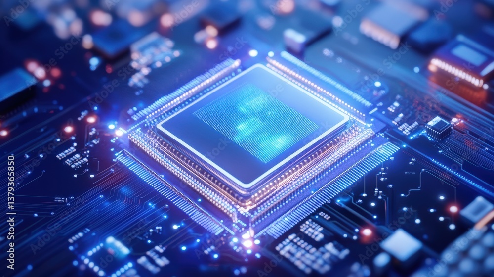 Modern Computer Processor on Circuit Board Modern Computer Processor on Circuit Board