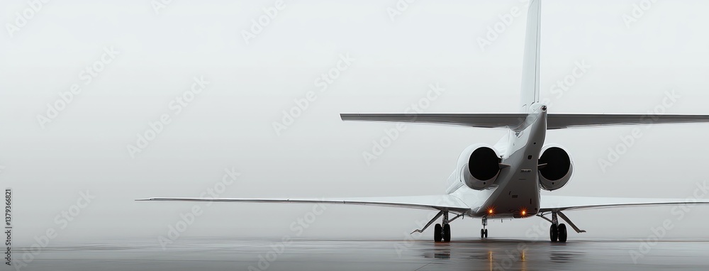 Minimalist Private Jet Tail in Modern Art Style with Engine and Wing Minimalist Private Jet Tail in Modern Art Style with Engine and Wing
