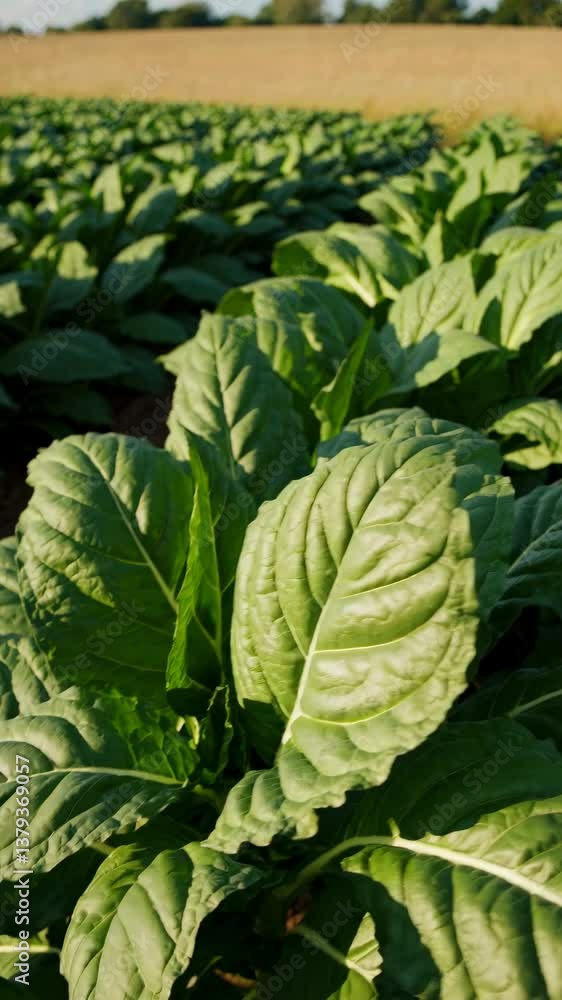Close-up, low-angle shot of lush green leaves in a field, capturing vibrant textures and sunlight, ideal for a nature-themed video. Close-up, low-angle shot of lush green leaves in a field, capturing vibrant textures and sunlight, ideal for a nature-themed video.