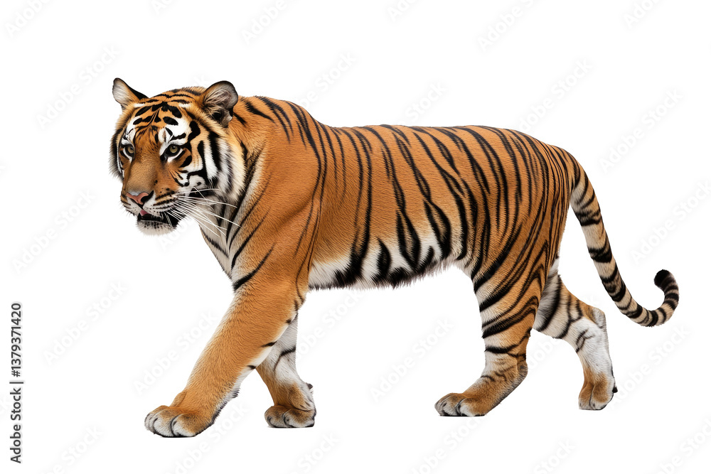 Fototapeta premium Regal Bengal Tiger on transparent background