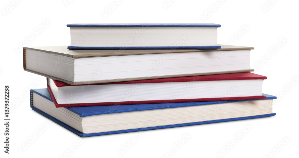 Stack of hardcover books isolated on white