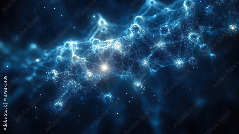 Futuristic Digital Network with Connected Nodes and Blue Light Paths in Technology Concept Futuristic Digital Network with Connected Nodes and Blue Light Paths in Technology Concept
