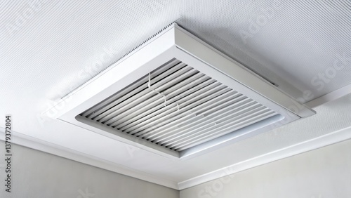 Wallpaper Mural Minimalist Ceiling Air Vent, Modern Home Interior Design, White Square Air Filter, HVAC System, Clean Room Aesthetics Torontodigital.ca