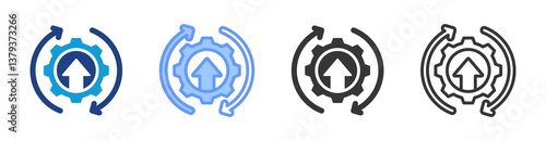 Continuous Improvement icon set multiple style collection