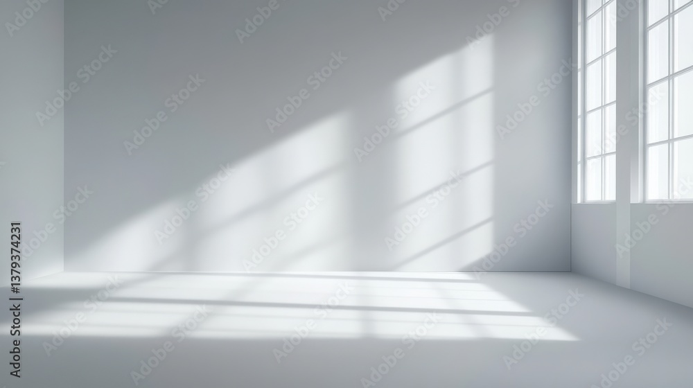 Obraz premium Empty Modern Room with Sunlight Shadows