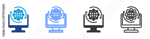 Online Management icon set multiple style collection