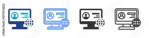 Online Presence icon set multiple style collection