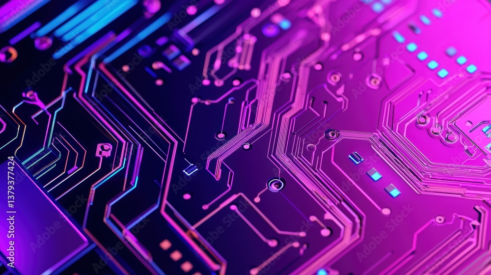 Abstract close-up of colorful circuit board design Abstract close-up of colorful circuit board design