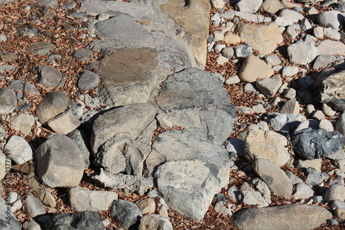 Beautiful rock image on the Daecheongcheon stream along the walking trail