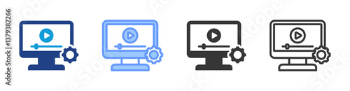 Creating Tutorial Video icon set multiple style collection