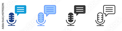 Podcasting icon set multiple style collection