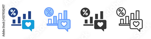 Engagement Rate icon set multiple style collection
