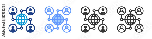 Online Communities icon set multiple style collection