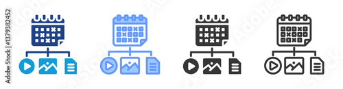 Content Planning icon set multiple style collection