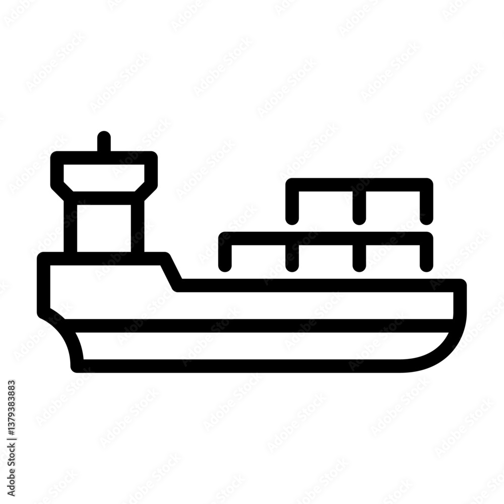 cargo ship outline icon. freight ship black line illustration. cargo ship outline icon. freight ship black line illustration.