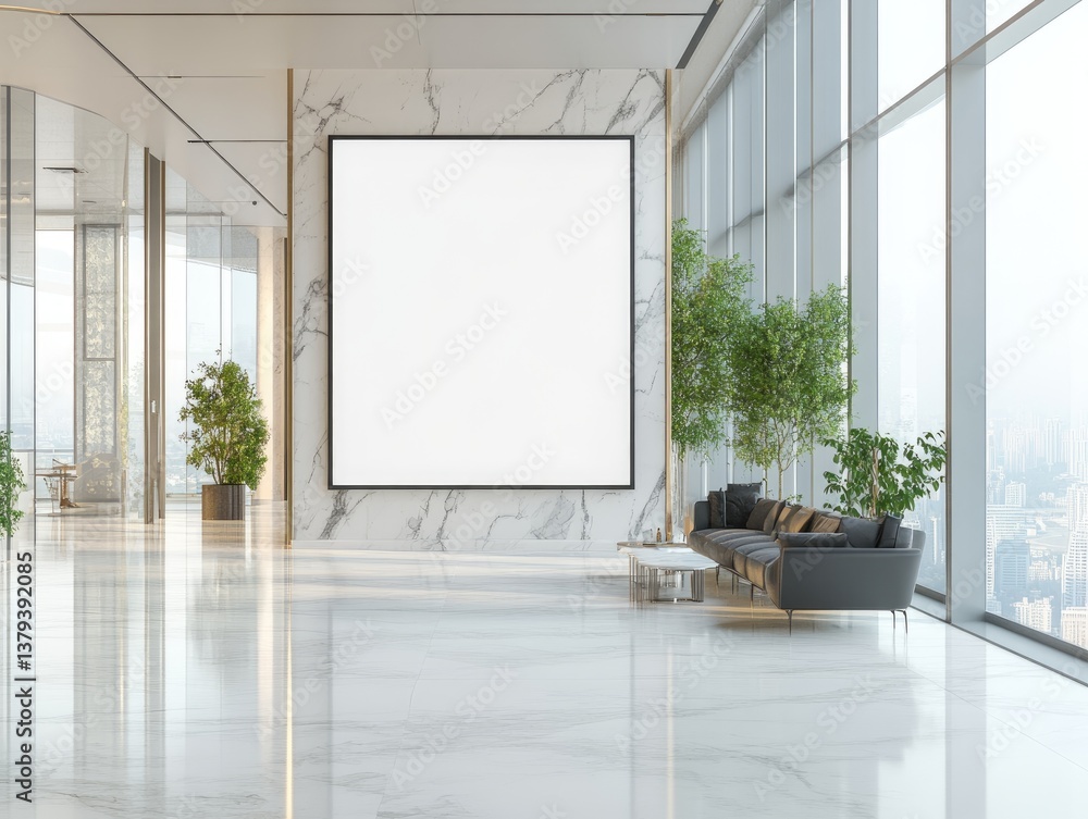 Modern Lobby Blank Canvas City View. Modern Lobby Blank Canvas City View.