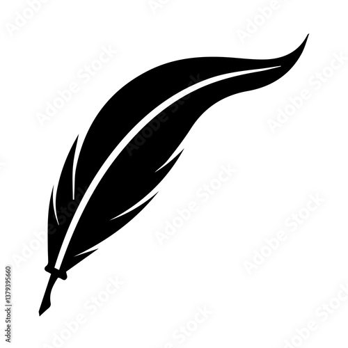 Feathers pen black icon silhouette Logo goose lightweight feather contour