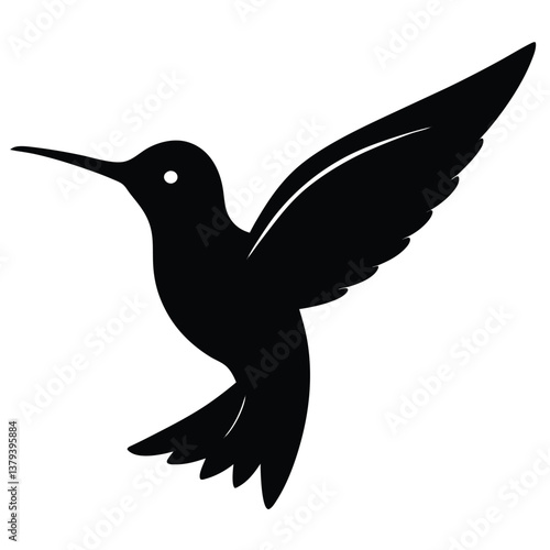 Humming bird silhouette vector art illustration