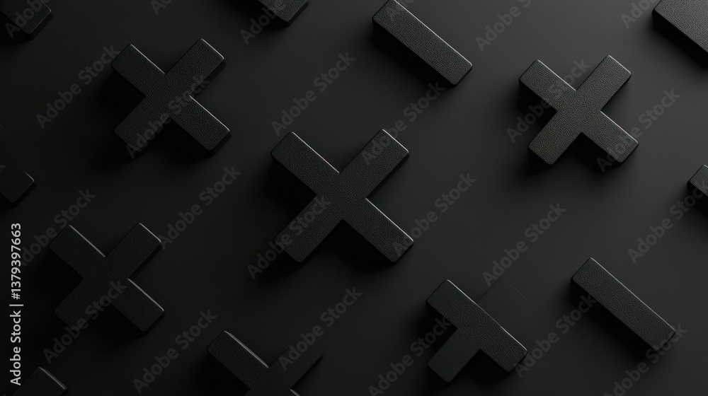 Obraz premium Abstract Black Cross Pattern: Minimalist 3D Render