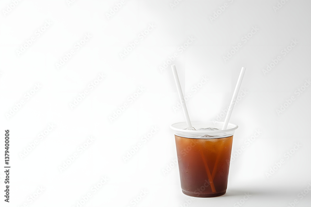 Refreshing Iced Tea with Two Straws Refreshing Iced Tea with Two Straws