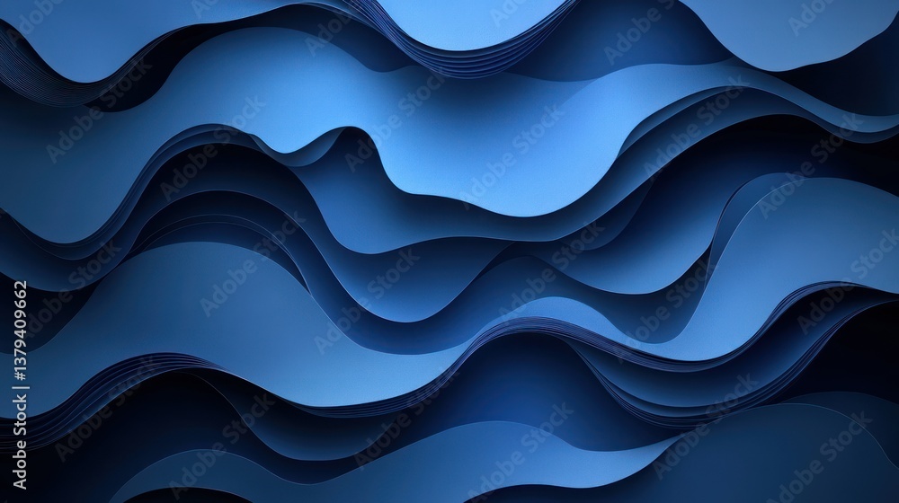 Fototapeta premium Abstract Blue Waves: A Layered Digital Artwork